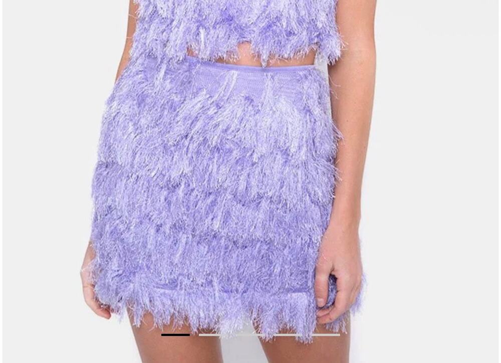 New Motel Wyne lilac faux fur skirt sz M